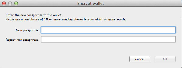 setting encrypt wallet password example